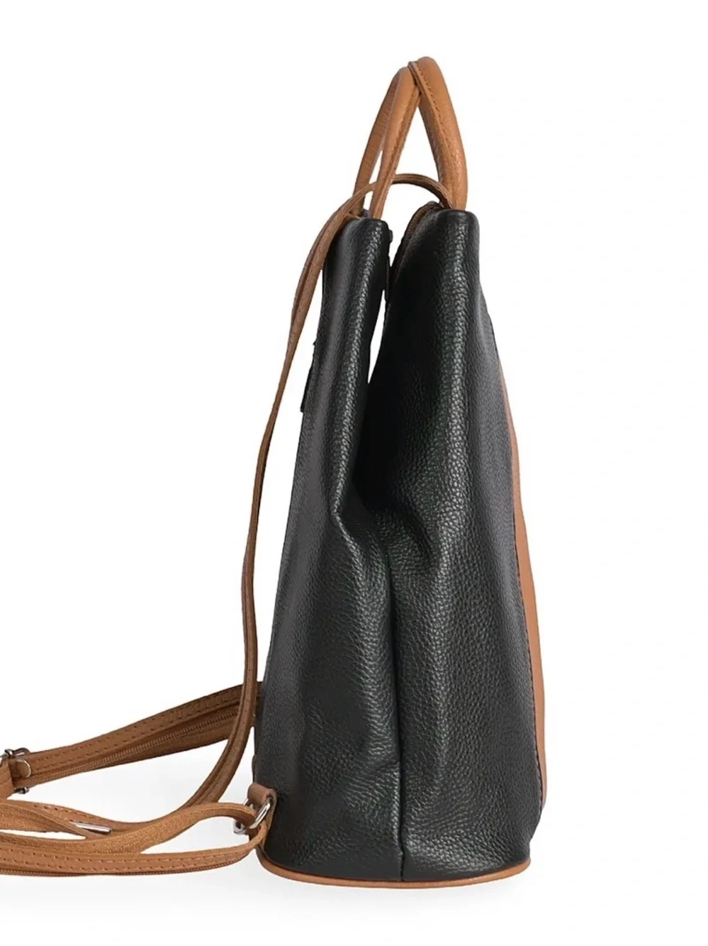 Vera Pelle Black Leather Sling Backpack Rucksack unisex